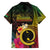 Vanuatu Shefa Day Family Matching Off Shoulder Short Dress and Hawaiian Shirt Sand Drawing Melanesian