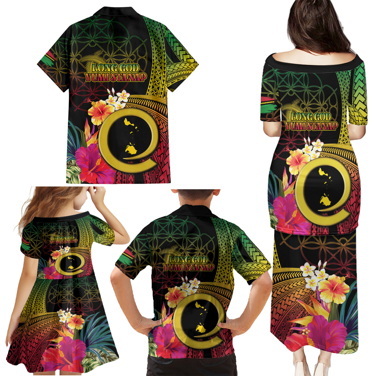 Vanuatu Shefa Day Family Matching Puletasi and Hawaiian Shirt Sand Drawing Melanesian LT03 - Polynesian Pride