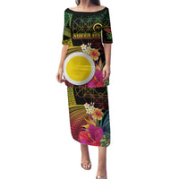 Vanuatu Shefa Day Family Matching Puletasi and Hawaiian Shirt Sand Drawing Melanesian LT03 Mom's Dress Black - Polynesian Pride