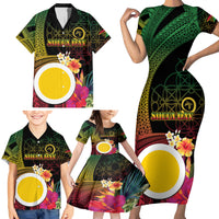 Vanuatu Shefa Day Family Matching Short Sleeve Bodycon Dress and Hawaiian Shirt Sand Drawing Melanesian LT03 - Polynesian Pride