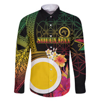 Vanuatu Shefa Day Family Matching Short Sleeve Bodycon Dress and Hawaiian Shirt Sand Drawing Melanesian LT03 Dad's Shirt - Long Sleeve Black - Polynesian Pride