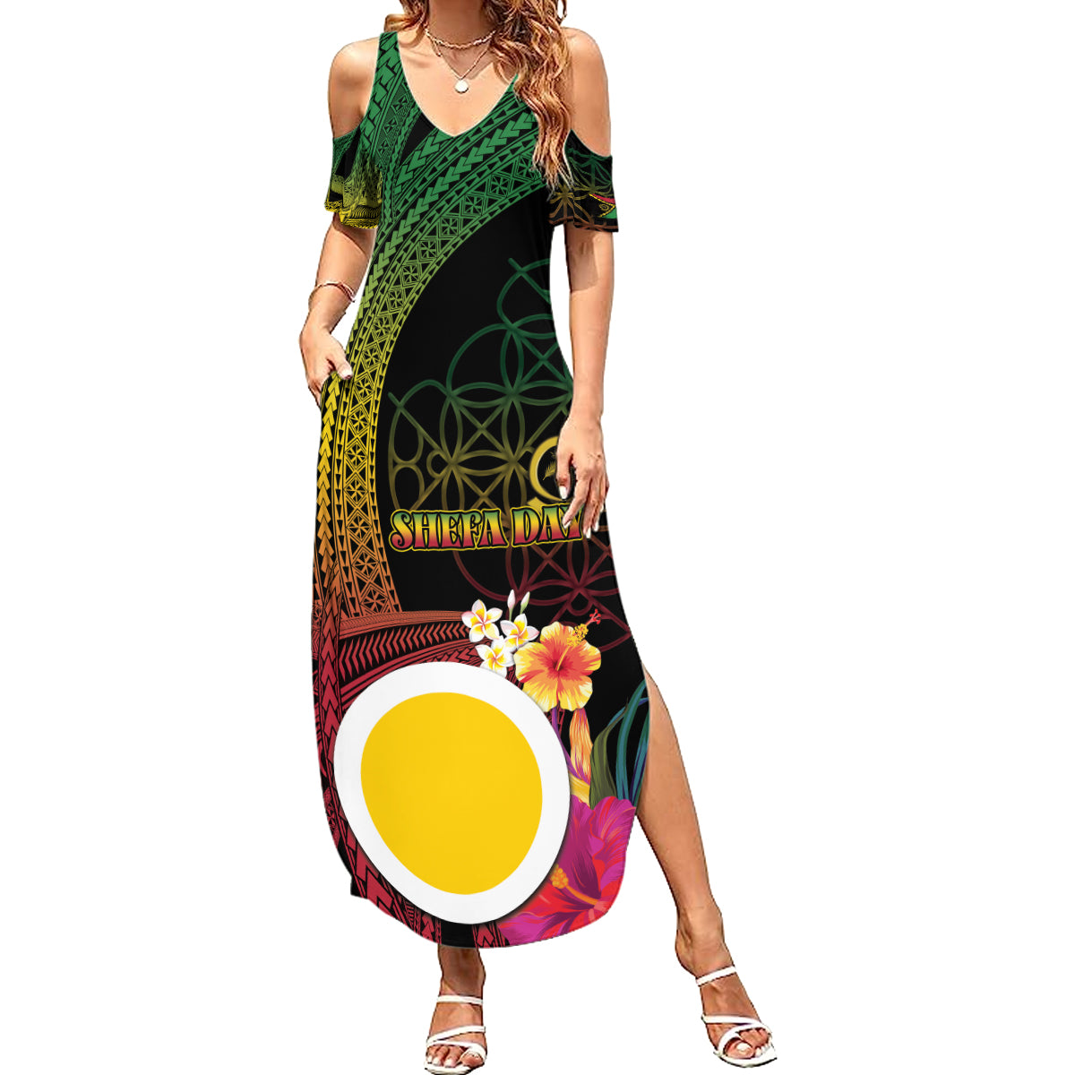 Vanuatu Shefa Day Summer Maxi Dress Sand Drawing Melanesian