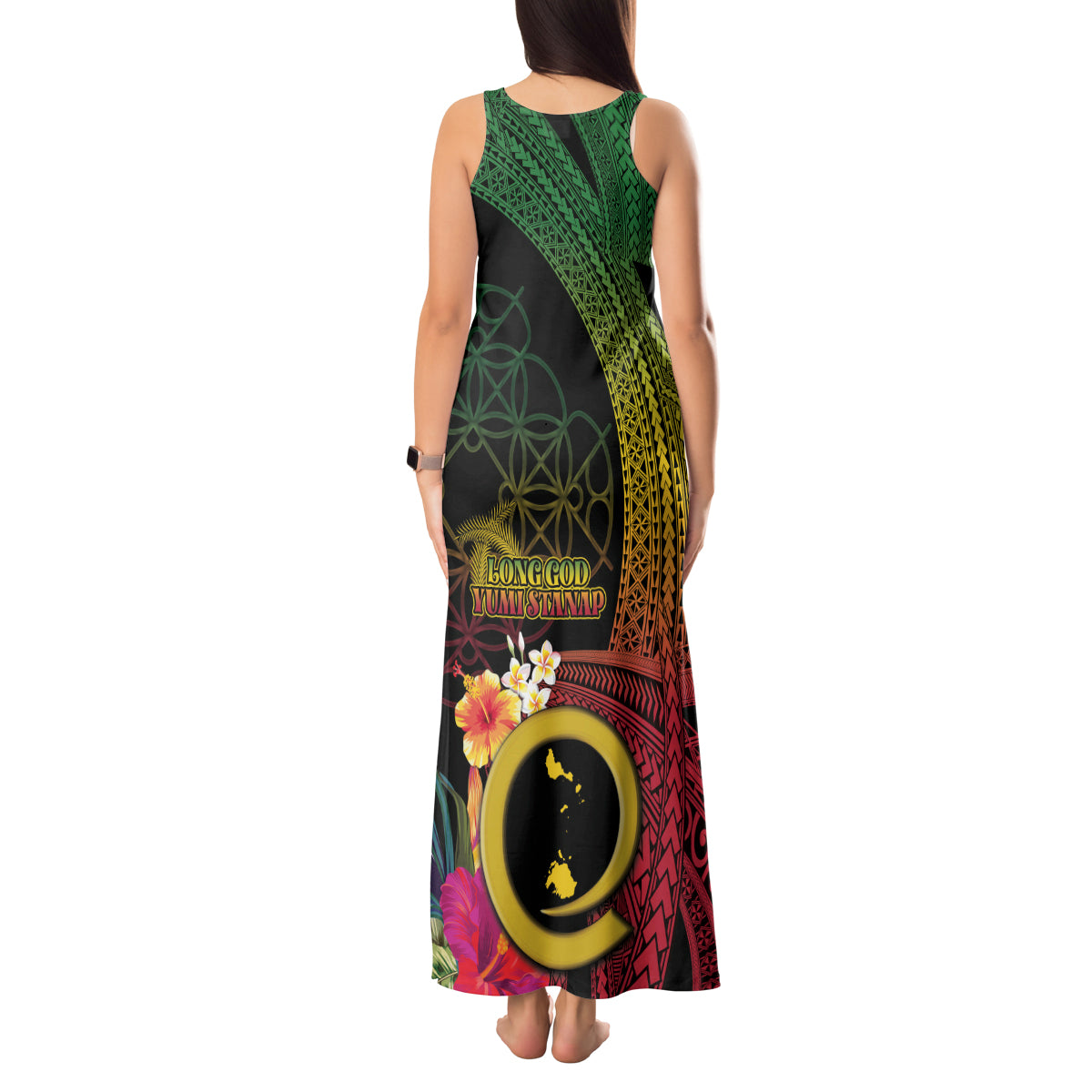 Vanuatu Shefa Day Tank Maxi Dress Sand Drawing Melanesian