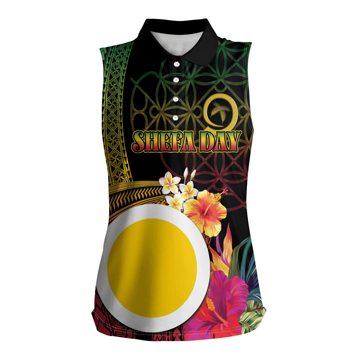 Vanuatu Shefa Day Women Sleeveless Polo Shirt Sand Drawing Melanesian