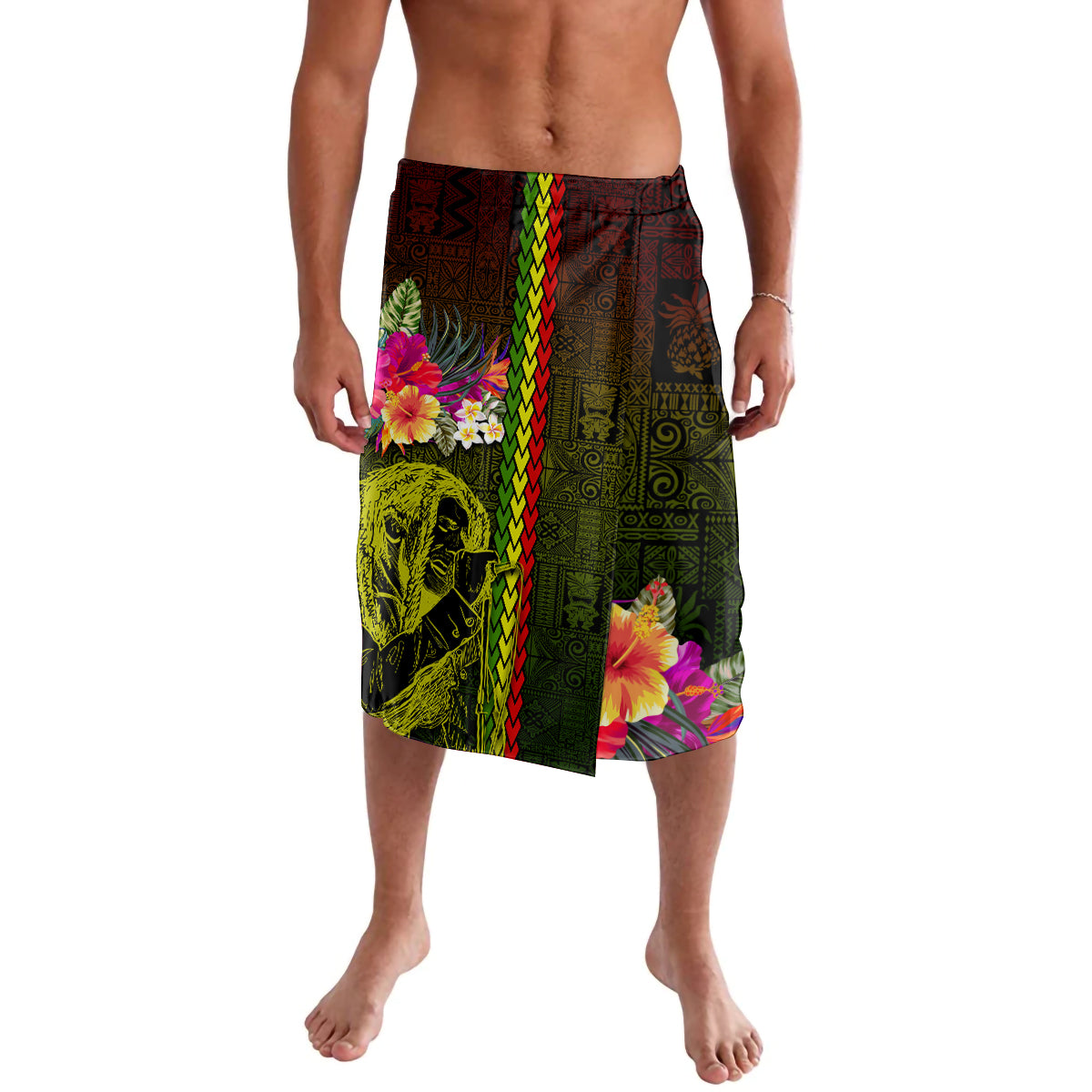 Hawaiian Reggae Music Lavalava Jamaica Singer Tribal Polynesian and Hibiscus