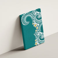 Aloha Polynesian Plumeria Flower Canvas Wall Art Teal Color