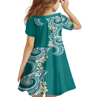 Aloha Polynesian Plumeria Flower Family Matching Long Sleeve Bodycon Dress and Hawaiian Shirt Teal Color LT03 - Polynesian Pride