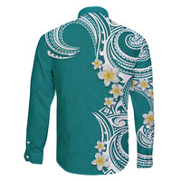 Aloha Polynesian Plumeria Flower Family Matching Short Sleeve Bodycon Dress and Hawaiian Shirt Teal Color LT03 - Polynesian Pride