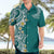 Aloha Polynesian Plumeria Flower Hawaiian Shirt Teal Color