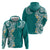 Aloha Polynesian Plumeria Flower Hoodie Teal Color