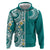 Aloha Polynesian Plumeria Flower Hoodie Teal Color