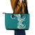 Aloha Polynesian Plumeria Flower Leather Tote Bag Teal Color