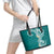 Aloha Polynesian Plumeria Flower Leather Tote Bag Teal Color