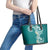 Aloha Polynesian Plumeria Flower Leather Tote Bag Teal Color