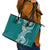 Aloha Polynesian Plumeria Flower Leather Tote Bag Teal Color