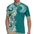Aloha Polynesian Plumeria Flower Rugby Jersey Teal Color