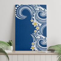 Aloha Polynesian Plumeria Flower Canvas Wall Art Blue Color