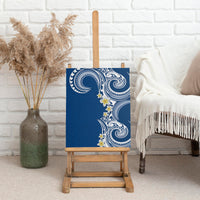 Aloha Polynesian Plumeria Flower Canvas Wall Art Blue Color