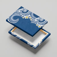 Aloha Polynesian Plumeria Flower Canvas Wall Art Blue Color