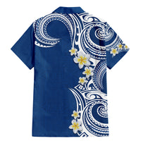Aloha Polynesian Plumeria Flower Family Matching Mermaid Dress and Hawaiian Shirt Blue Color LT03 - Polynesian Pride