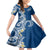 Aloha Polynesian Plumeria Flower Family Matching Tank Maxi Dress and Hawaiian Shirt Blue Color