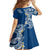 Aloha Polynesian Plumeria Flower Family Matching Tank Maxi Dress and Hawaiian Shirt Blue Color