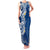 Aloha Polynesian Plumeria Flower Family Matching Tank Maxi Dress and Hawaiian Shirt Blue Color