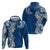 Aloha Polynesian Plumeria Flower Hoodie Blue Color