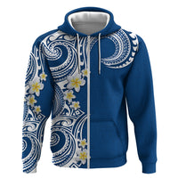 Aloha Polynesian Plumeria Flower Hoodie Blue Color