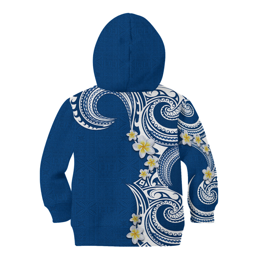 Aloha Polynesian Plumeria Flower Kid Hoodie Blue Color