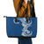 Aloha Polynesian Plumeria Flower Leather Tote Bag Blue Color