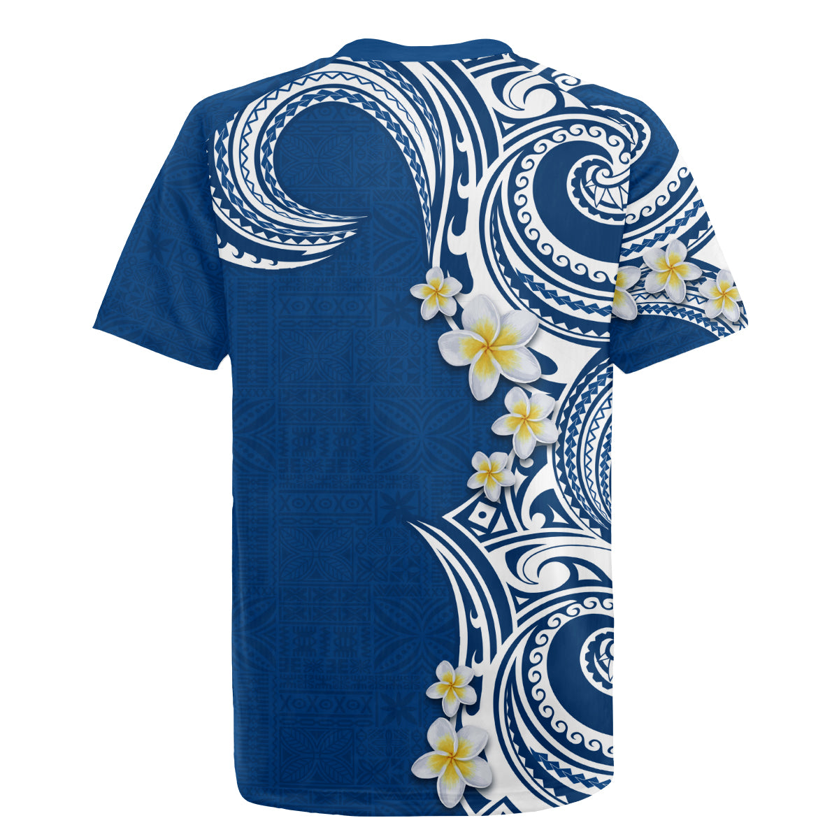 Aloha Polynesian Plumeria Flower Rugby Jersey Blue Color