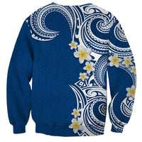 Aloha Polynesian Plumeria Flower Sweatshirt Blue Color