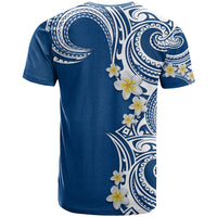 Aloha Polynesian Plumeria Flower T Shirt Blue Color