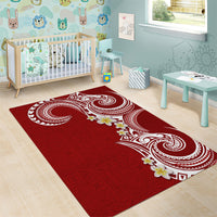 Aloha Polynesian Plumeria Flower Area Rug Red Color