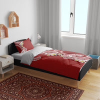 Aloha Polynesian Plumeria Flower Bedding Set Red Color