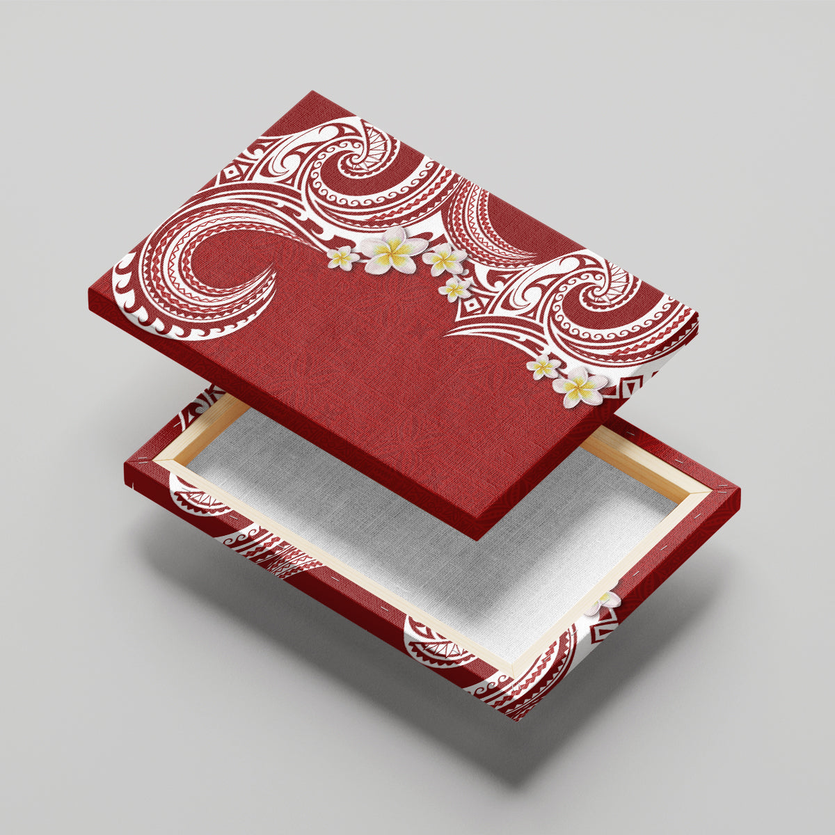 Aloha Polynesian Plumeria Flower Canvas Wall Art Red Color