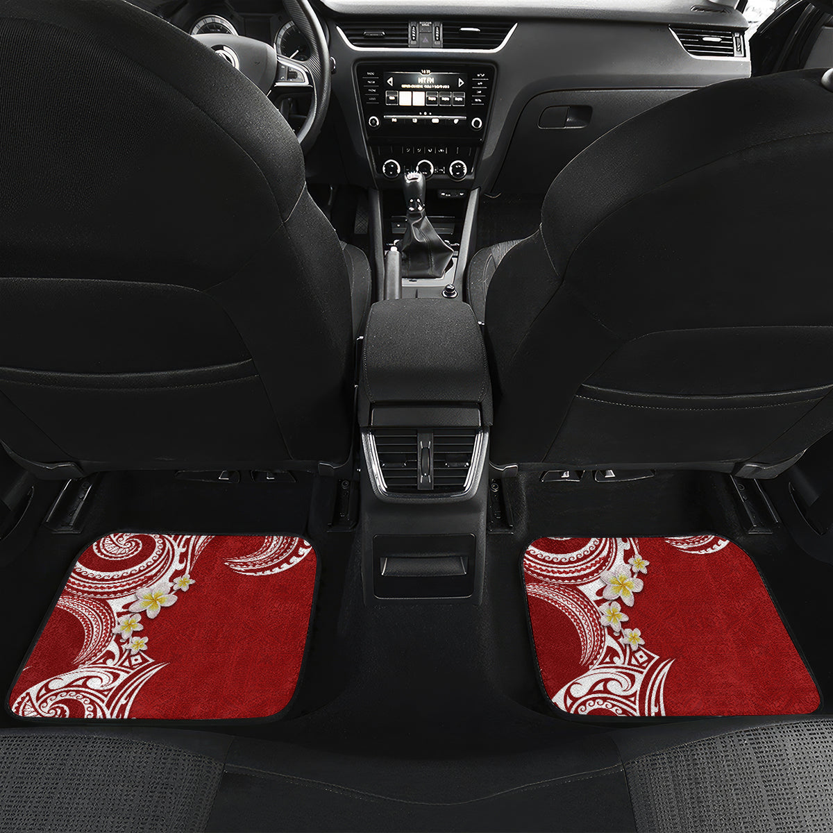 Aloha Polynesian Plumeria Flower Car Mats Red Color