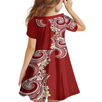 Aloha Polynesian Plumeria Flower Family Matching Long Sleeve Bodycon Dress and Hawaiian Shirt Red Color LT03 - Polynesian Pride