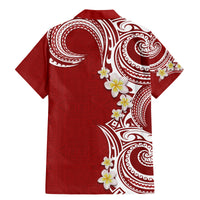 Aloha Polynesian Plumeria Flower Family Matching Mermaid Dress and Hawaiian Shirt Red Color LT03 - Polynesian Pride