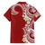 Aloha Polynesian Plumeria Flower Family Matching Off Shoulder Maxi Dress and Hawaiian Shirt Red Color
