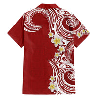 Aloha Polynesian Plumeria Flower Family Matching Puletasi and Hawaiian Shirt Red Color LT03 - Polynesian Pride