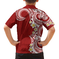 Aloha Polynesian Plumeria Flower Family Matching Short Sleeve Bodycon Dress and Hawaiian Shirt Red Color LT03 - Polynesian Pride