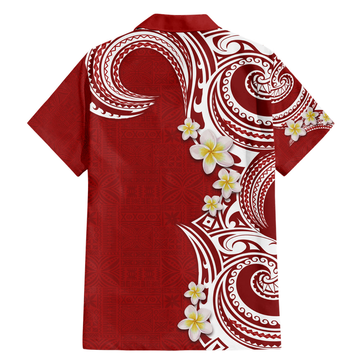 Aloha Polynesian Plumeria Flower Family Matching Short Sleeve Bodycon Dress and Hawaiian Shirt Red Color LT03 - Polynesian Pride
