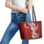 Aloha Polynesian Plumeria Flower Leather Tote Bag Red Color