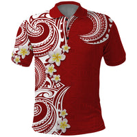 Aloha Polynesian Plumeria Flower Polo Shirt Red Color