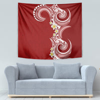 Aloha Polynesian Plumeria Flower Tapestry Red Color