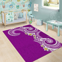 Aloha Polynesian Plumeria Flower Area Rug Purple Color