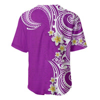 Aloha Polynesian Plumeria Flower Baseball Jersey Purple Color