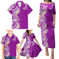 Aloha Polynesian Plumeria Flower Family Matching Puletasi and Hawaiian Shirt Purple Color LT03 - Polynesian Pride